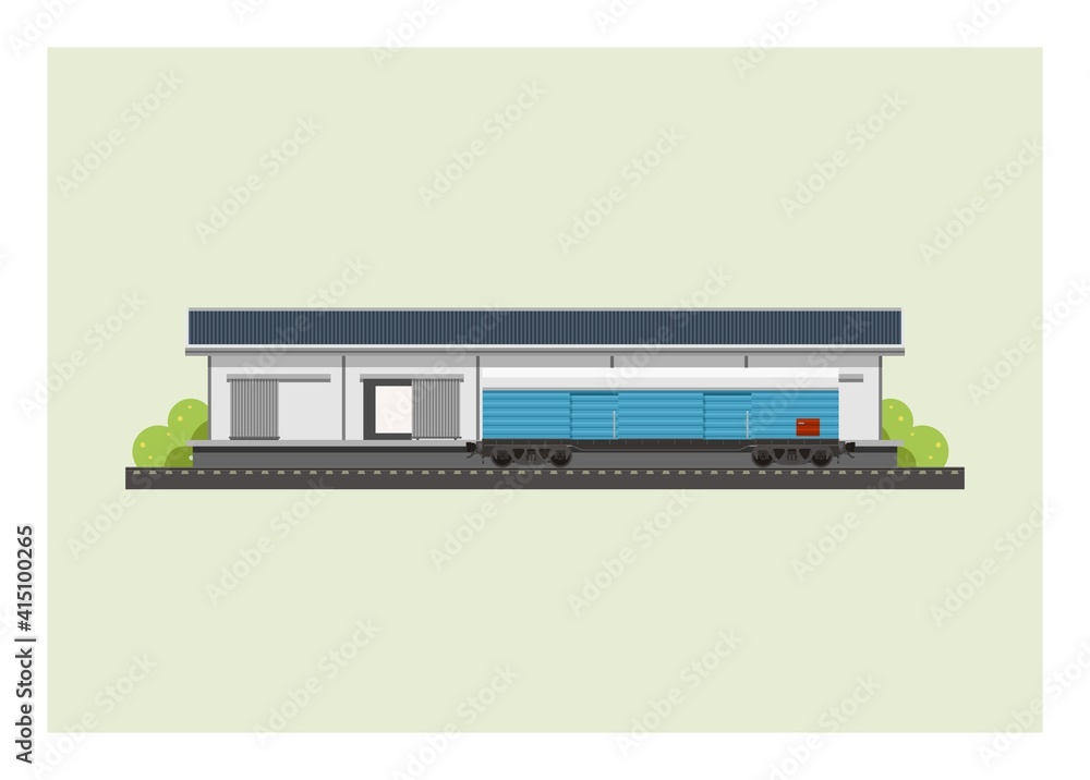 Freight wagon stops at the railway warehouse. Freight wagon stops at the railway warehouse.