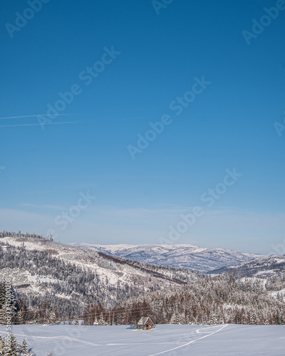 Beskid Mountains under the clear sky during the winter