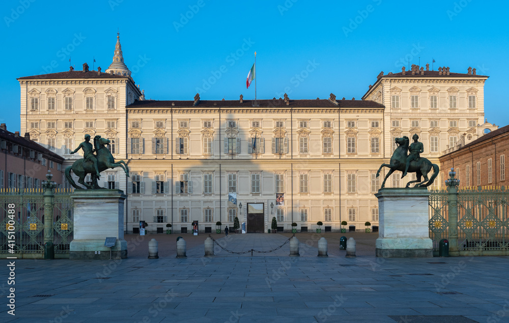 Obraz na plátně Palazzo Reale in the center of Turin Italy