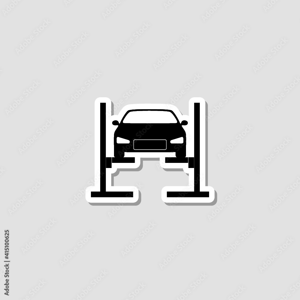 Car lift sticker icon isolated on white background