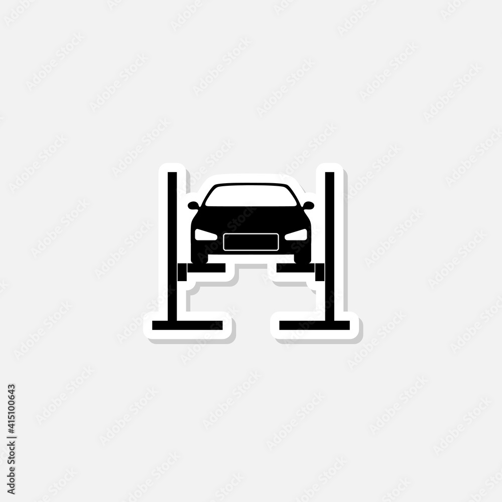 Car lift sticker icon isolated on white background