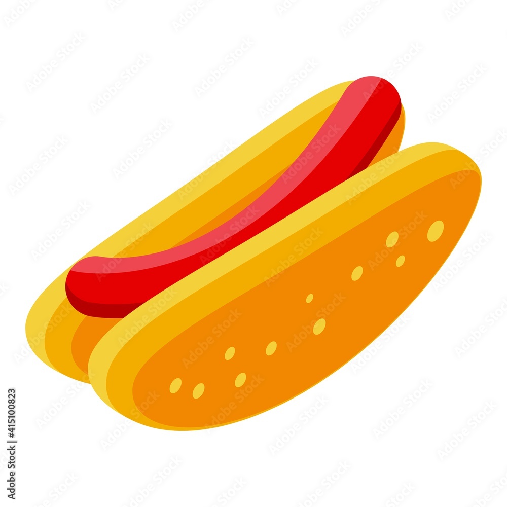 Hot dog icon. Isometric of hot dog vector icon for web design isolated on white background Hot dog icon. Isometric of hot dog vector icon for web design isolated on white background