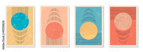 Trendy abstract minimalist art templates with organic watercolor shapes. Suitable for wall framed prints, posters, home decor, social media posts, mobile apps. Minimalist colorful backgrounds CMYK.