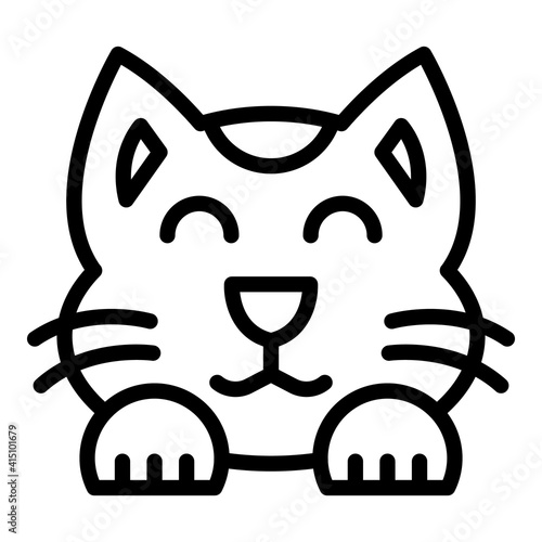 Smiling oriental cat icon. Outline smiling oriental cat vector icon for web design isolated on white background