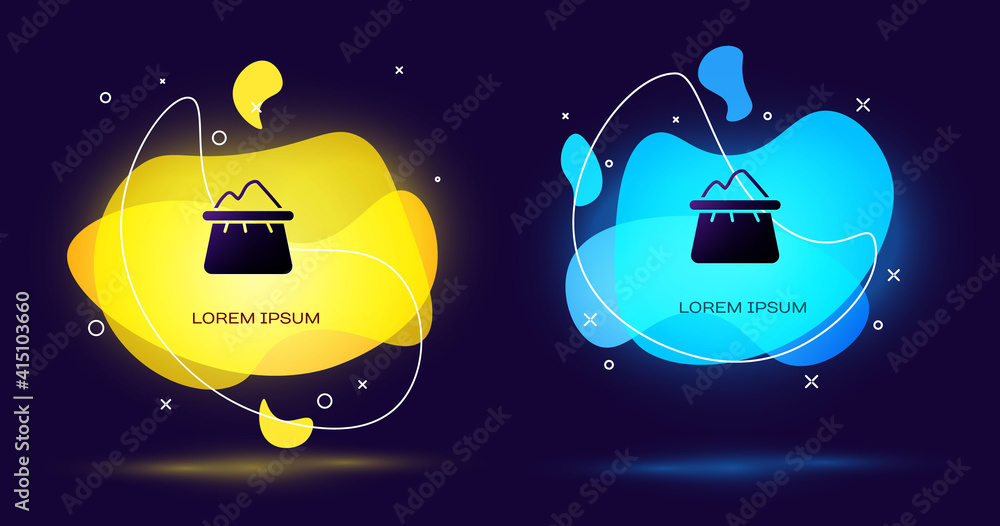 Black Bag of flour icon isolated on black background. Abstract banner with liquid shapes. Vector. Black Bag of flour icon isolated on black background. Abstract banner with liquid shapes. Vector.