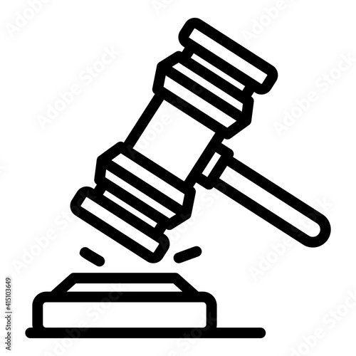 Judge hammer icon. Outline judge hammer vector icon for web design isolated on white background