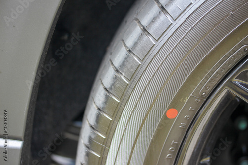 New car tyre with dot
