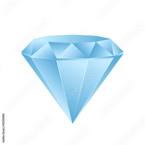 Vector blue shine diamond isolated on white