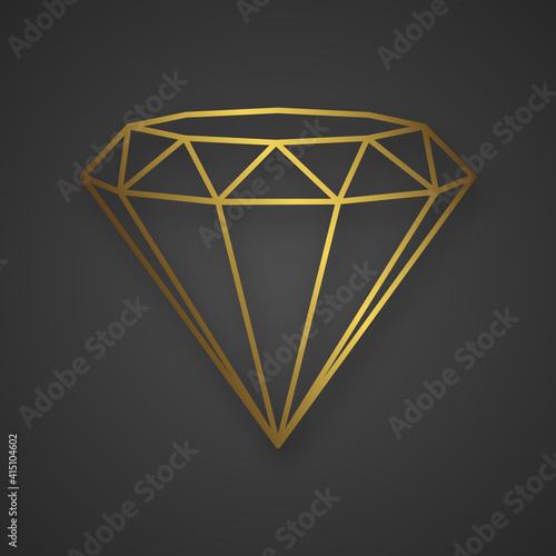 Luxury gold diamond isolated. Vector line logo