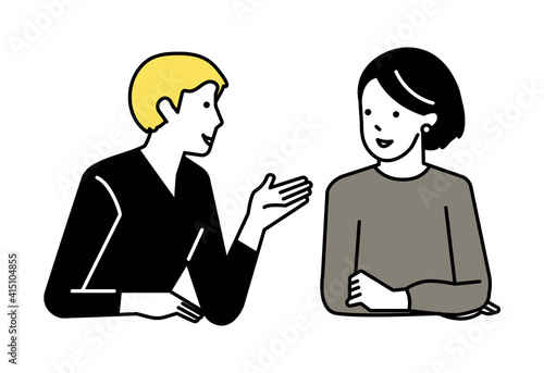 会話をする男女　カップル　3