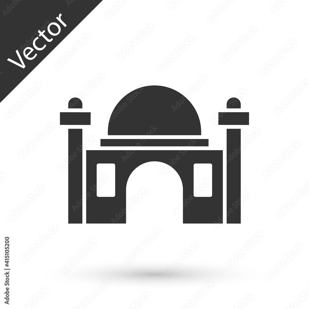Grey Muslim Mosque icon isolated on white background. Vector. Grey Muslim Mosque icon isolated on white background. Vector.