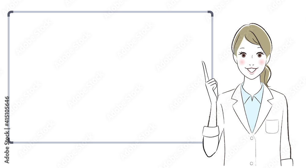 A woman doctor talking about something with the white board A woman doctor talking about something with the white board