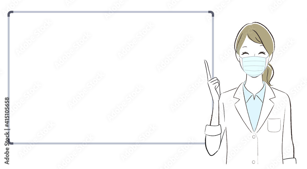 A woman doctor talking about something with the white board A woman doctor talking about something with the white board