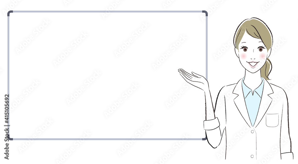 A woman doctor talking about something with the white board A woman doctor talking about something with the white board