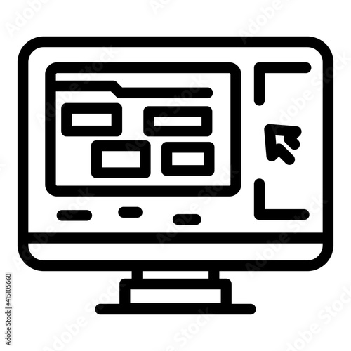 Online monitor interaction icon. Outline online monitor interaction vector icon for web design isolated on white background