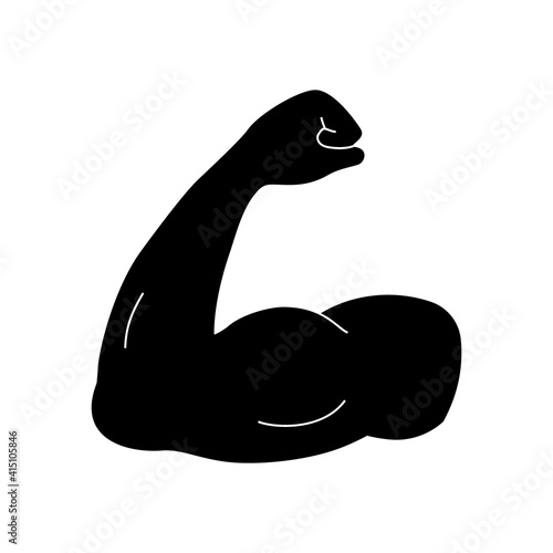 Arm muscle line icon, strenght symbol