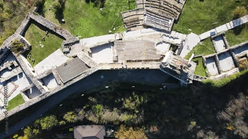 Aerial view of Ruins of medieval fortress in town of Lovech, Bulgaria  photo