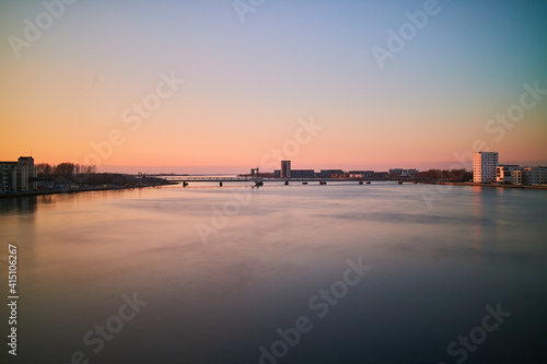 sunset by the water in danish city