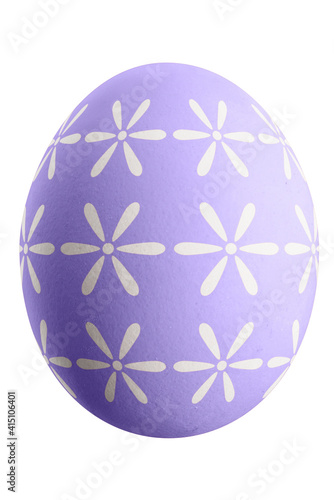 Large picture of an isolated easter egg with a floral pattern.