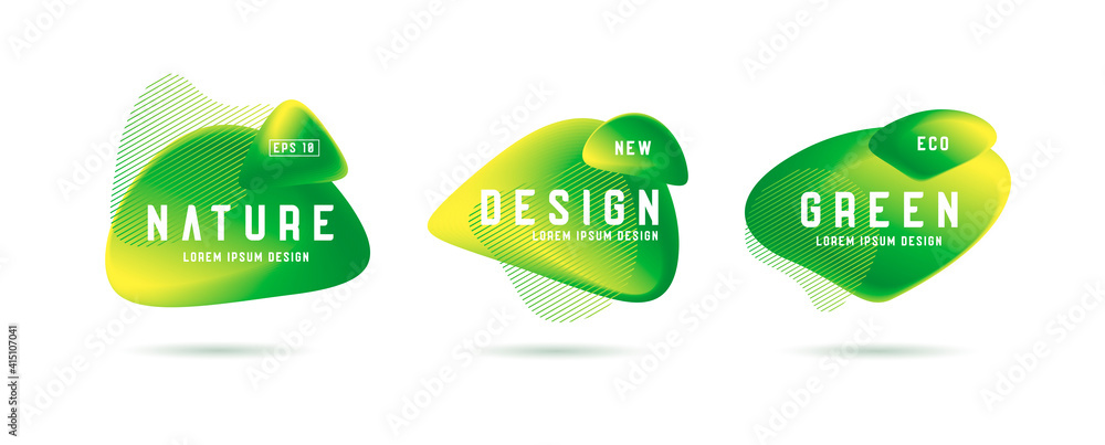 Abstract fluid graphic element set, green eco nature topic, design tags or labels Abstract fluid graphic element set, green eco nature topic, design tags or labels