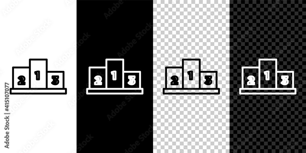 Set line Award over sports winner podium icon isolated on black and white,transparent background. Vector. Set line Award over sports winner podium icon isolated on black and white,transparent background. Vector.