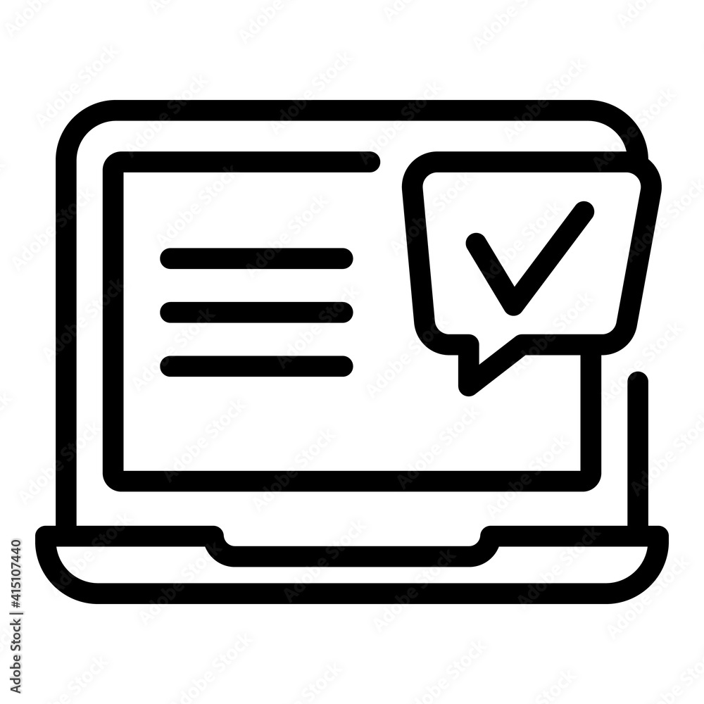 Approved laptop experience icon. Outline approved laptop experience vector icon for web design isolated on white background Approved laptop experience icon. Outline approved laptop experience vector icon for web design isolated on white background
