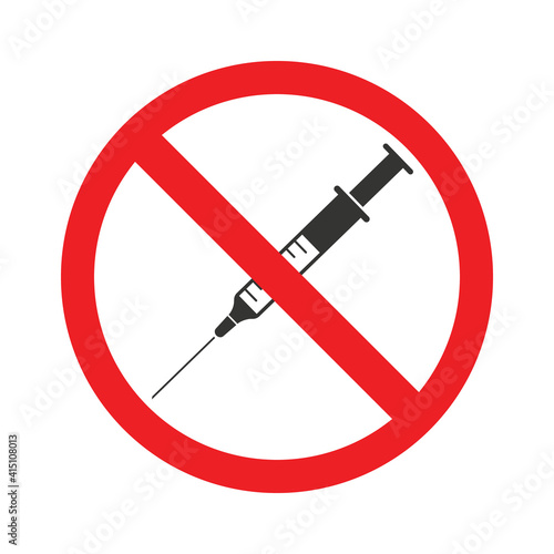 no syringe icon, anti vaccination symbol.