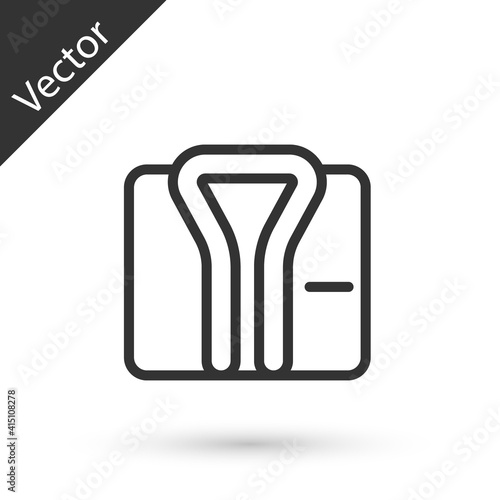 Grey line Bathrobe icon isolated on white background. Vector.