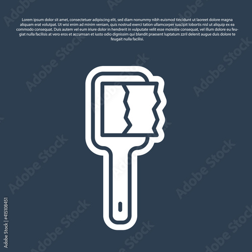 Blue line Sauna brush icon isolated on blue background. Wooden brush with coarse bristles for washing in the bath. Anti cellulite massage. Vector.