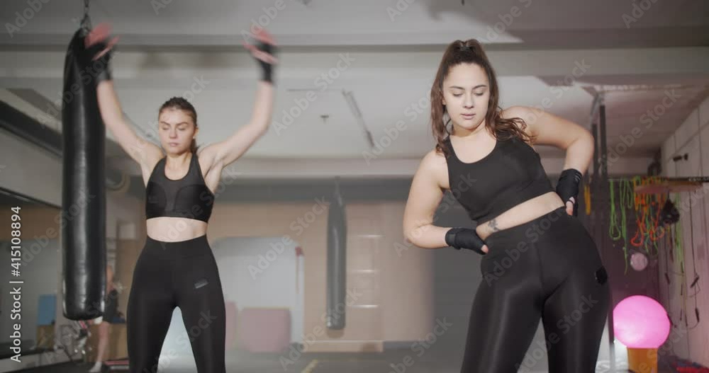 girls exercising in gym girls exercising in gym