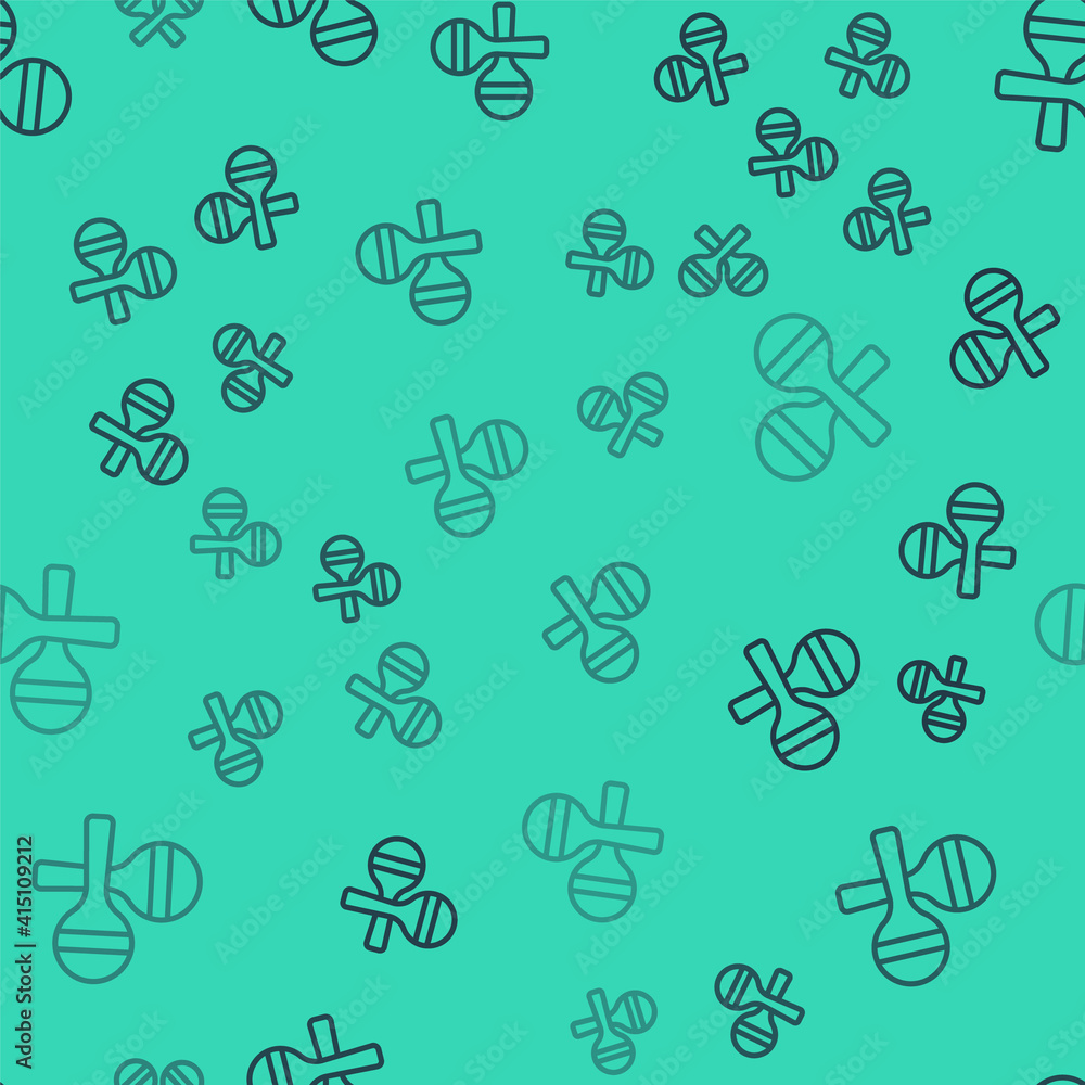 Black line Maracas icon isolated seamless pattern on green background. Music maracas instrument mexico. Vector. Black line Maracas icon isolated seamless pattern on green background. Music maracas instrument mexico. Vector.