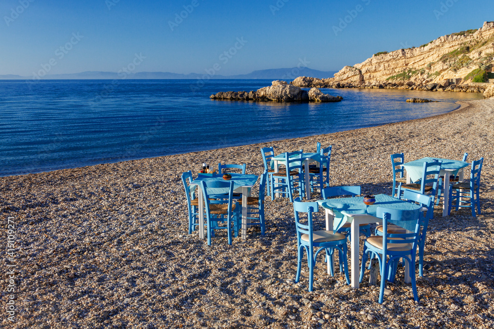 Kokkari beach, in Samos island, Greece, Europe.
