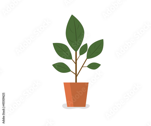 Office tree (flower) in a pot. Interior, home comfort. Vector icon.