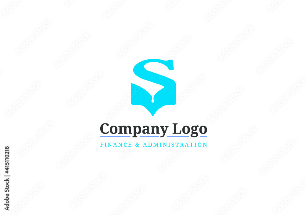 Company Logo S, with pen and book design Company Logo S, with pen and book design