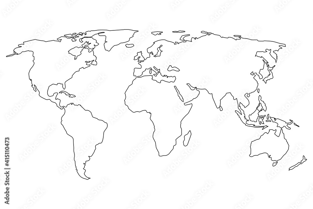 Simple world map. Vector sign on white background