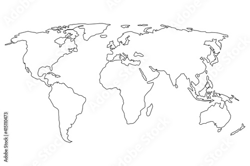 Simple world map. Vector sign on white background