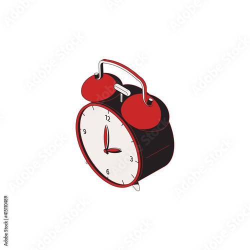 Alarm Clock Isometric Composition