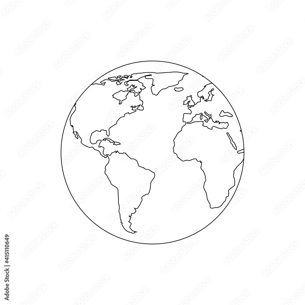 Globe Earth line icon, sign on white background Globe Earth line icon, sign on white background