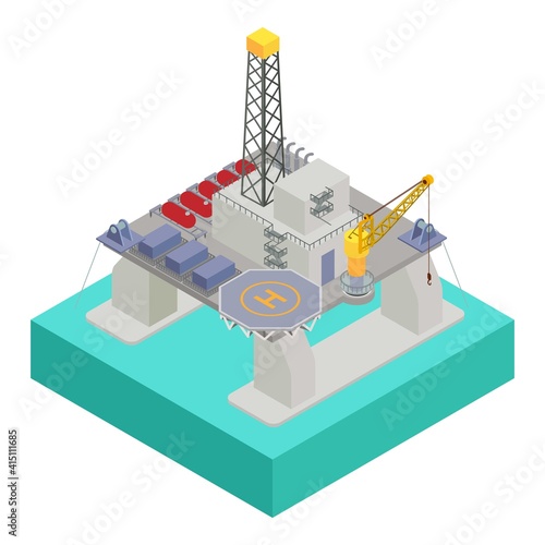 Oil extraction platform icon. Isometric of oil extraction platform vector icon for web design isolated on white background