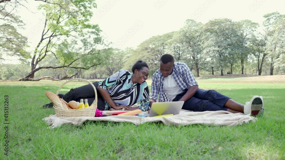 relax couple black people in garden relax couple black people in garden