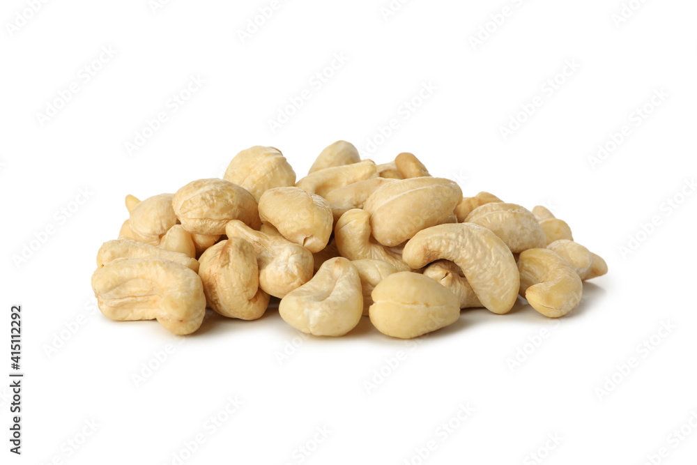 Heap of tasty cashew nuts isolated on white background Heap of tasty cashew nuts isolated on white background