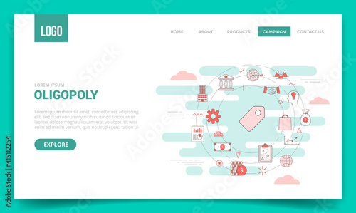 oligopoly concept with circle icon for website template or landing page banner homepage outline style