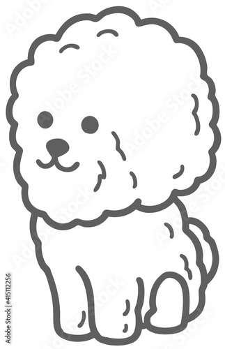 座っているビションフリーゼのイラスト