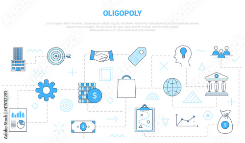 oligopoly concept with icon set template banner with modern blue color style