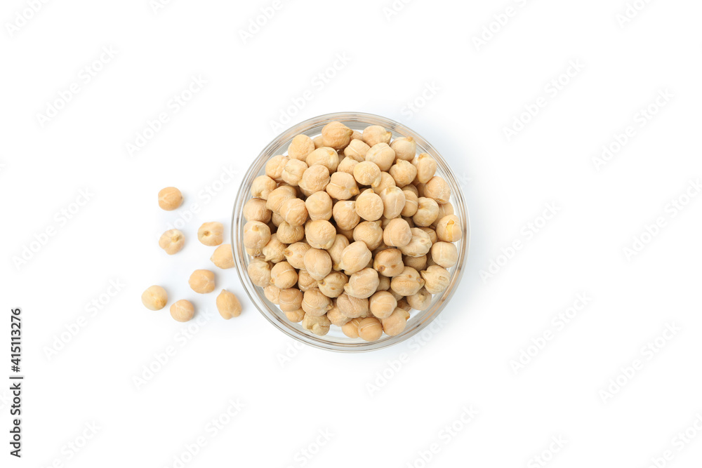 Bowl with fresh chickpea isolated on white background Bowl with fresh chickpea isolated on white background
