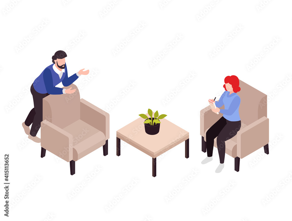 Isometric Psychologist Counselling Composition Isometric Psychologist Counselling Composition