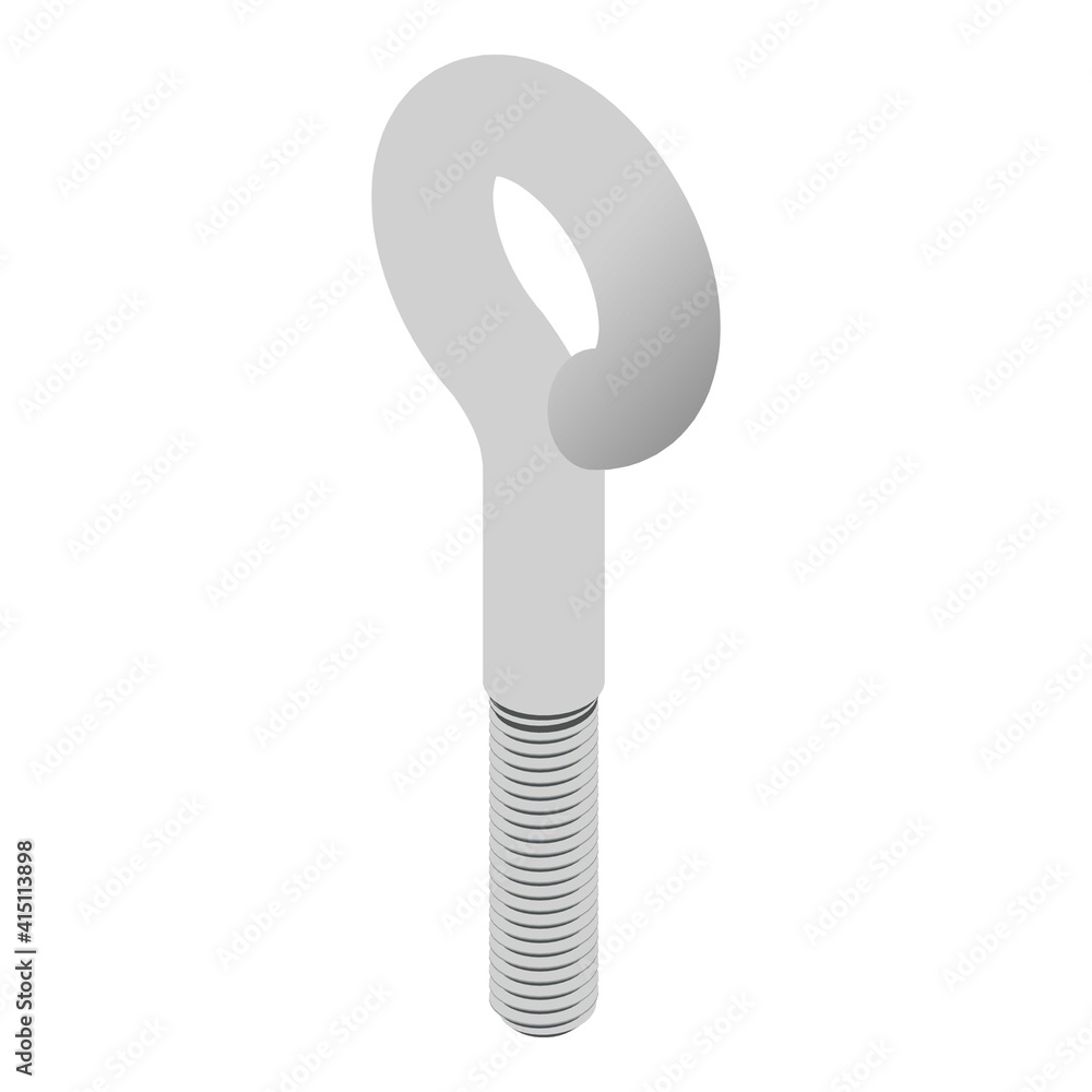 Hook screw icon. Isometric of hook screw vector icon for web design isolated on white background Hook screw icon. Isometric of hook screw vector icon for web design isolated on white background