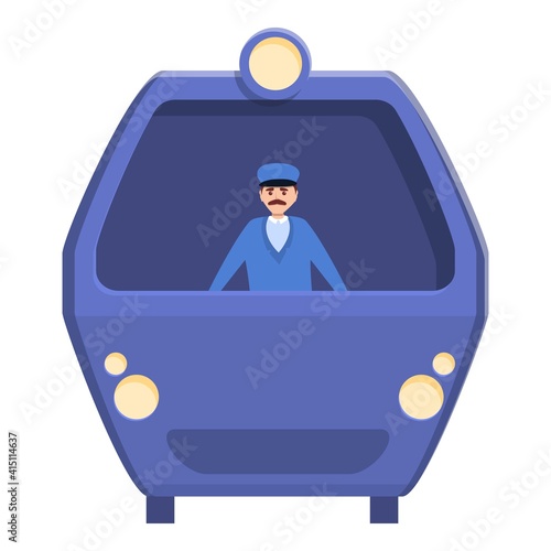 Driver in subway car icon. Cartoon of driver in subway car vector icon for web design isolated on white background