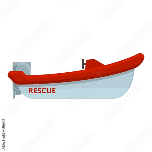 Motor rescue boat icon. Cartoon of motor rescue boat vector icon for web design isolated on white background
