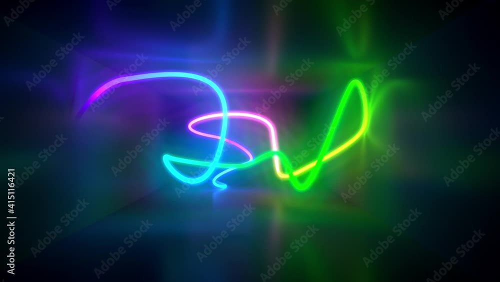 Colorful glowing lines draw in undefined space. Abstract background with pink, yellow, blue, purple colors, ultraviolet. Colorful glowing lines draw in undefined space. Abstract background with pink, yellow, blue, purple colors, ultraviolet.